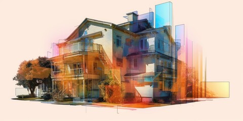 A house architects drawing. made using generative AI tools