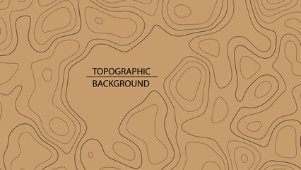 Light brown retro map background. Geographic texture or topographic landscape with an abstract pattern. Mountain terrain or path. Vector illustration.