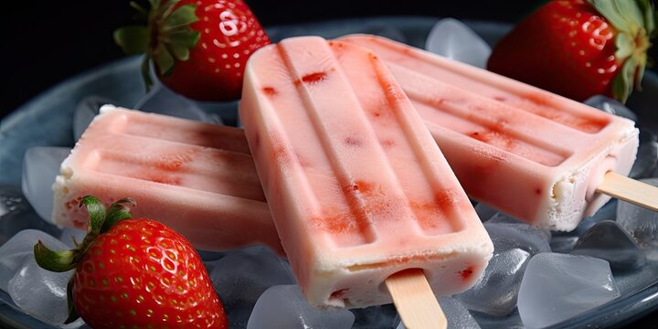 Strawberry and cream popsicles made from scratch