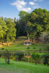A resting hut on an outdoor park in Sri Lanka at Peradeniya Botanical Gardens 