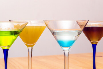 Martini, close-up view of Martini glasses, alcoholic beverage