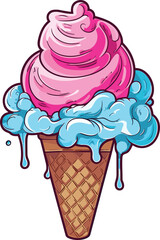 Cartoon Bubblegum_Ice_Cream, Vector, illustration, Food