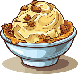 Cartoon Butter Pecan Ice Cream, Vector, illustration, Food