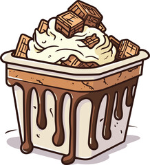 Cartoon Brownie Fudge Ice Cream, Vector, illustration, Food
