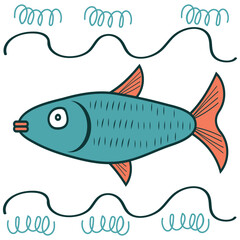 cute exotic fish, sea ocean, cartoon vector illustration