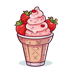 Strawberry Shortcake Ice Cream , TShirt Design , graphic design, Generative Ai