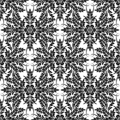 Fototapeta premium Baroque black and white seamless pattern with flowers