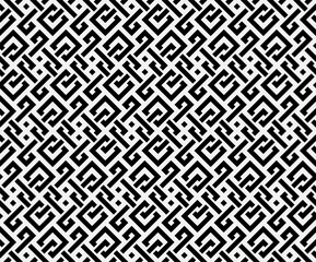 Geometric interlaced black squares seamless pattern