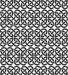 Celtic weaving interlaced black lines seamless pattern