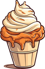 A Cartoon Cinnamon Ice Cream, illustration, Vector