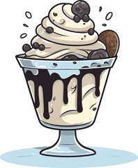 A Cartoon Cookies and Cream Ice Cream, illustration, Vector