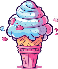 A Cartoon Cotton Candy Ice Cream, illustration, Vector