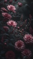 Dark Moody Pink Flowers 