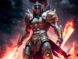 Ares the Greek God of courage, war, bloodshed, and violence. Greek Mythology. God of War and Chaos