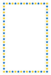 Yellow and blue frame. Vector frame with stars
