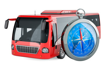Bus with compass, 3D rendering