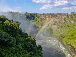 gorge near the Victoria Falls in Zimbabwe and Zambia with a rainbow Africa