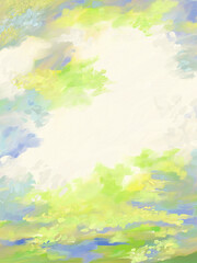 Fototapeta na wymiar Impressionistic Bright & Vibrant Sunset Cloudscape- Digital Painting, Illustration, Art, Artwork, Background, Backdrop, Wallpaper, Background, Backdrop, Design, Social Media Post, Publications, ad