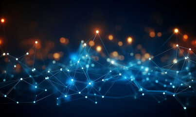 Abstract futuristic - Molecules technology with polygonal shapes on dark blue background. Illustration Vector design digital technology concept