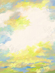 Fototapeta na wymiar Impressionistic Bright & Vibrant Sunset Cloudscape- Digital Painting, Illustration, Art, Artwork, Background, Backdrop, Wallpaper, Background, Backdrop, Design, Social Media Post, Publications, ad
