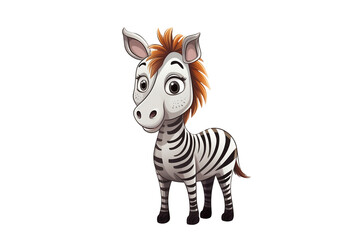 Illustration of cute zebra character isolated on transparent png background. Generative AI.