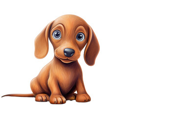 Illustration of cute brown dog character isolated on transparent png background. Generative AI.