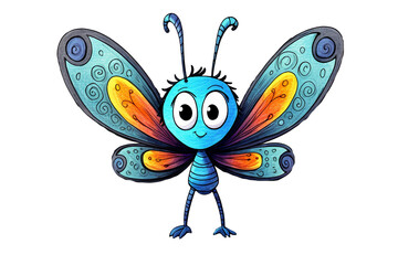 Illustration of cute butterfly character isolated on transparent png background. Generative AI.