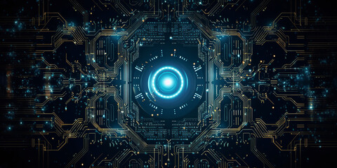 Obraz premium background in digital electronic circuit board or holography style. Generative AI
