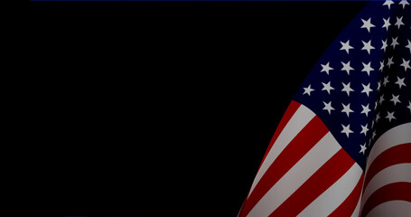 Fototapeta premium Independence day USA celebration banner with Realistic gold star and Flag of the United States. 4th of July poster template. 3d rendering