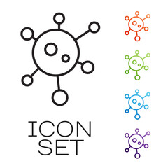 Black line Virus icon isolated on white background. Corona virus 2019-nCoV. Bacteria and germs, cell cancer, microbe, fungi. Set icons colorful. Vector Illustration