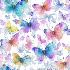 Plakat repeating patterns design Butterflies on white background, generative ai