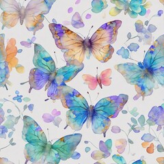 repeating patterns design Butterflies on white background, concept Animals, generative ai	