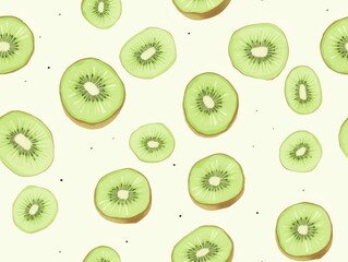 Fototapeta premium Kiwi drawn style seamless tiles (generative AI)
