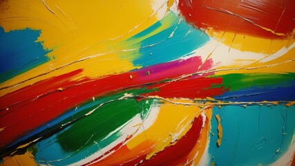 Obraz premium closeup of abstraction approximate colored multicolored artwork rouge texture , with anoint brushstroke , palette knife paint on analyze. Creative resource, AI Generated