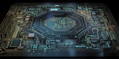 Obraz premium Background or texture in the style of electronics or circuit board. Generative AI