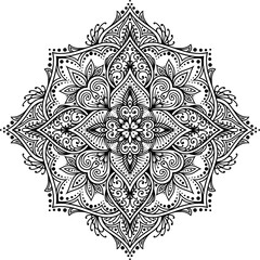 Mandala. Highly detailed ornamental design. Tattoo, print, design element, for coloring book pages