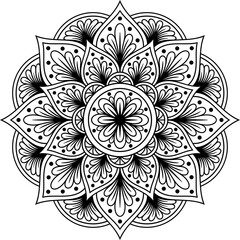 Mandala. Highly detailed ornamental design. Tattoo, print, design element, for coloring book pages