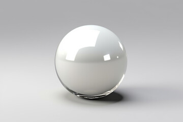 White glass ball. White sphere on a white background, 3d illustration