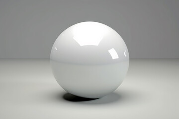 White glass ball. White sphere on a white background, 3d illustration