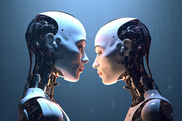 An Artificial intelligence robot. Modern futuristic cyborg robot illustration