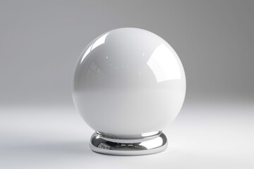 White glass ball. White sphere on a white background, 3d illustration