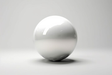 White glass ball. White sphere on a white background, 3d illustration