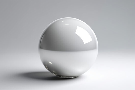 White glass ball. White sphere on a white background, 3d illustration