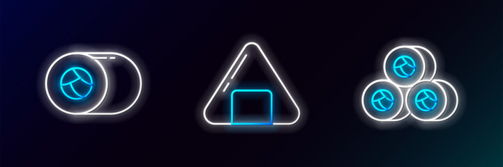 Set line Sushi, and icon. Glowing neon. Vector © Oksana
