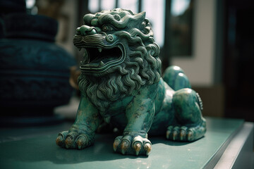 Guardians of Jade: Majestic Lion Sculptures - Symbolic Protectors of Serenity - Generative AI