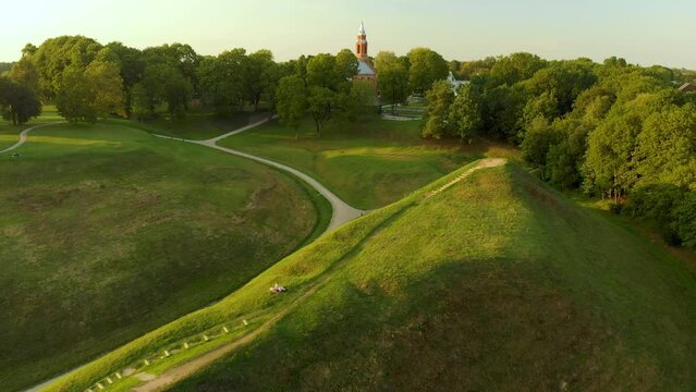 Aerial view of Kernave Archaeological site, Lithuania