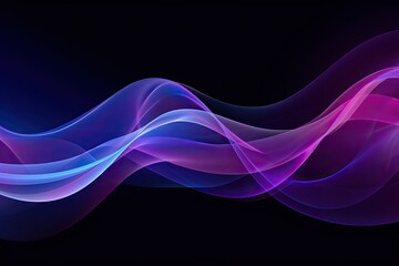 Naklejka premium Wavy Blue and Purple Lines on Dark Background. AI-Generated