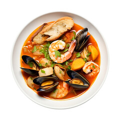 Bouillabaisse seafood fish soup isolated - Generative AI