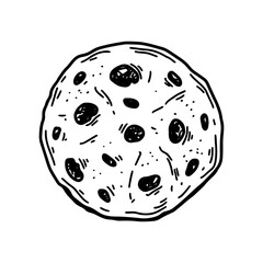 Choco chips cookie. Hand drawn vector illustration in sketch style