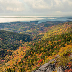 Atlantic Ocean, as seen from Cadillac Mountain - Acadia National Park in Autumn 